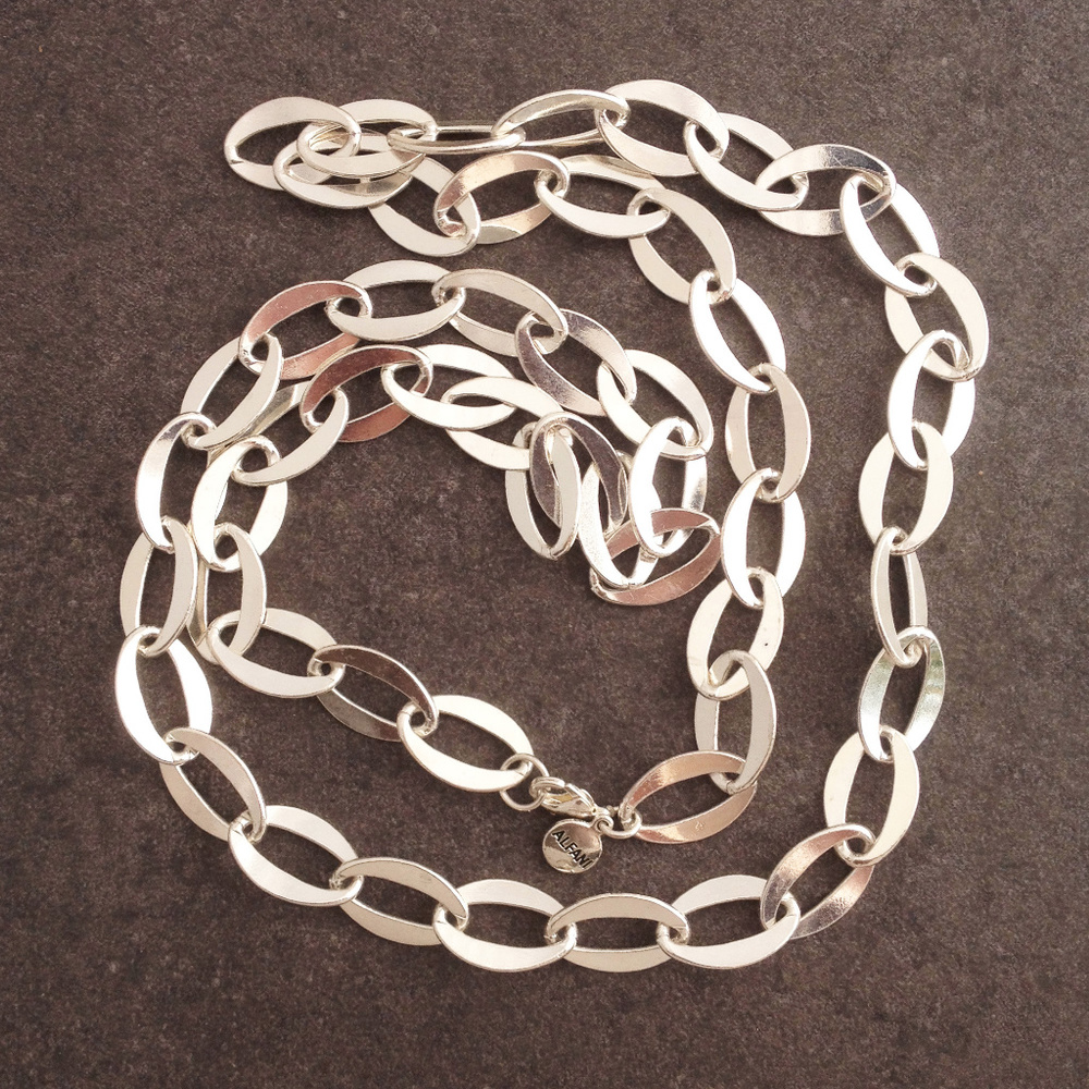 Lovely Silver Oval Link Fashion Necklace by Alfani